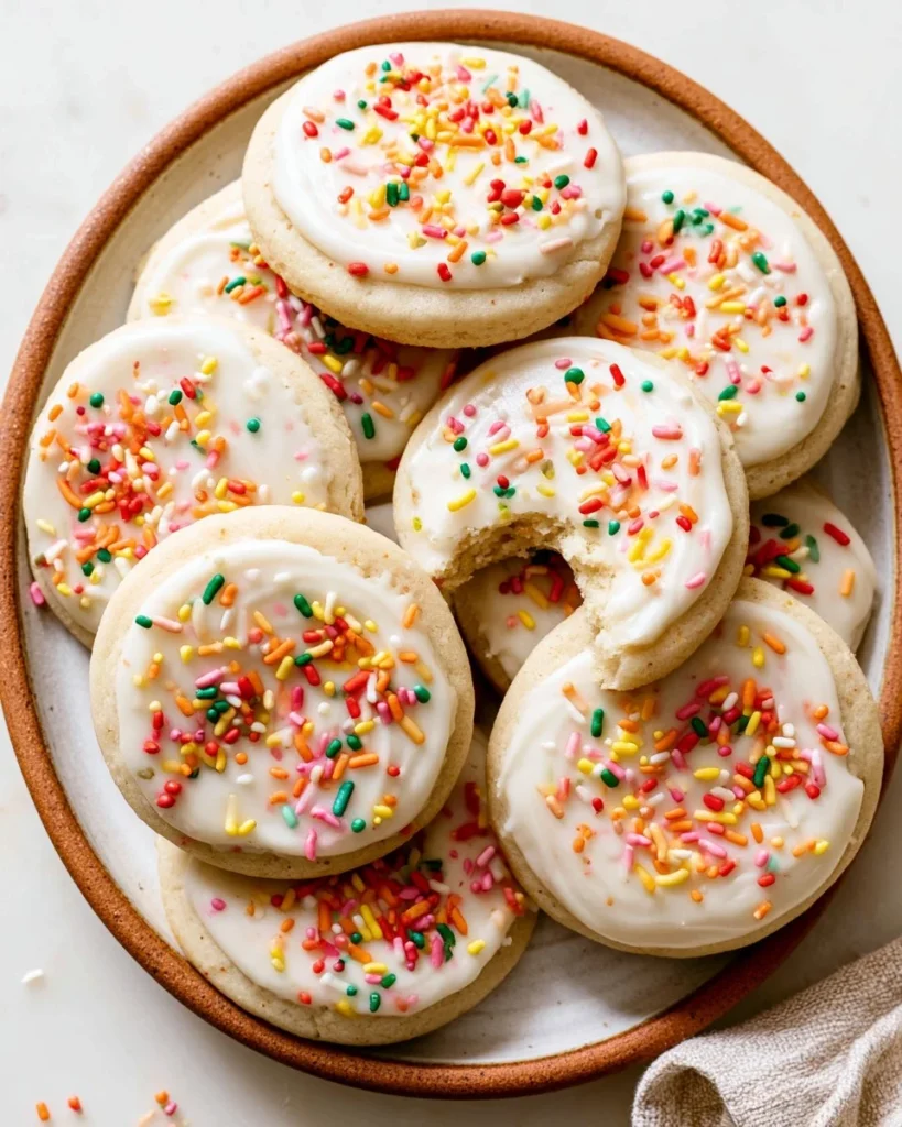 Delicious homemade healthier Lofthouse cookies with colorful frosting.