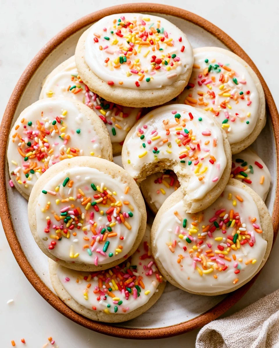Delicious homemade healthier Lofthouse cookies with colorful frosting.