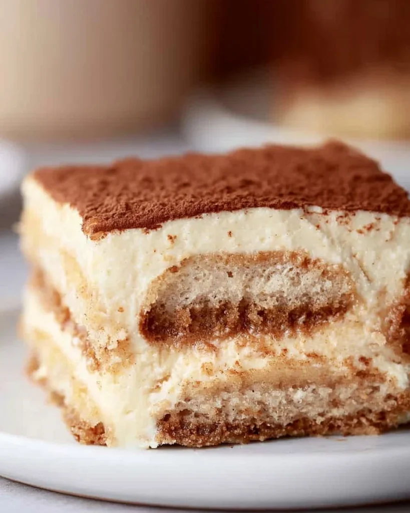 Gluten-free Healthy Tiramisu dessert topped with cocoa powder