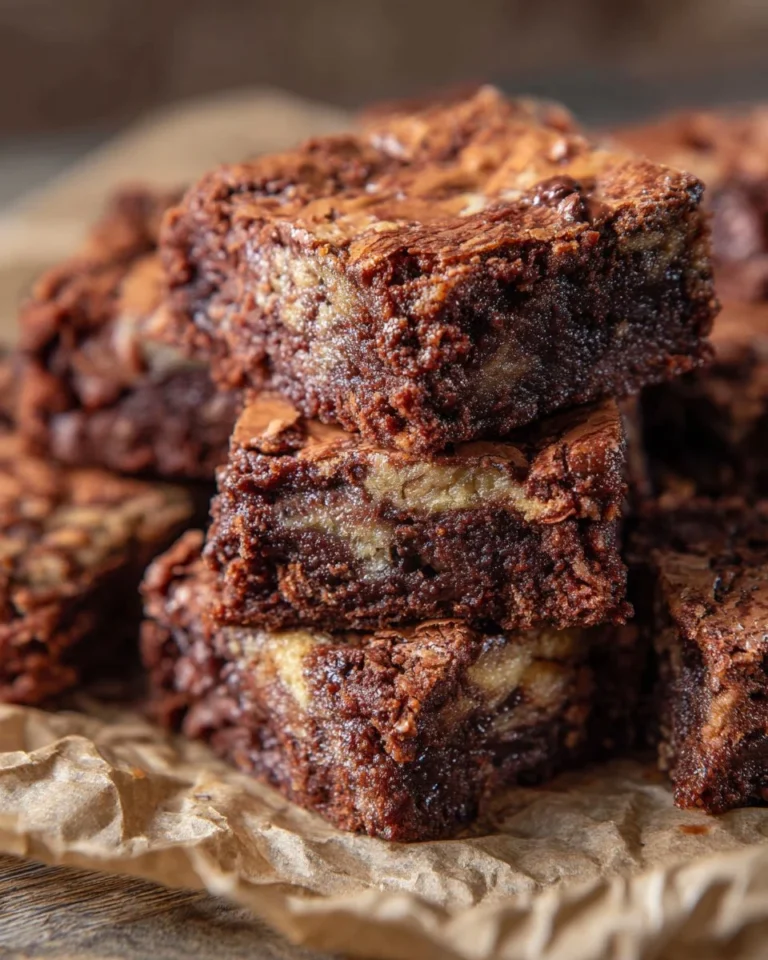Delicious homemade marble brownies with chocolate and vanilla swirls