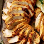 Succulent thin sliced chicken breast ready for cooking.