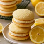 A delicious plate of Lemon Whoopie Pies with lemon cream filling