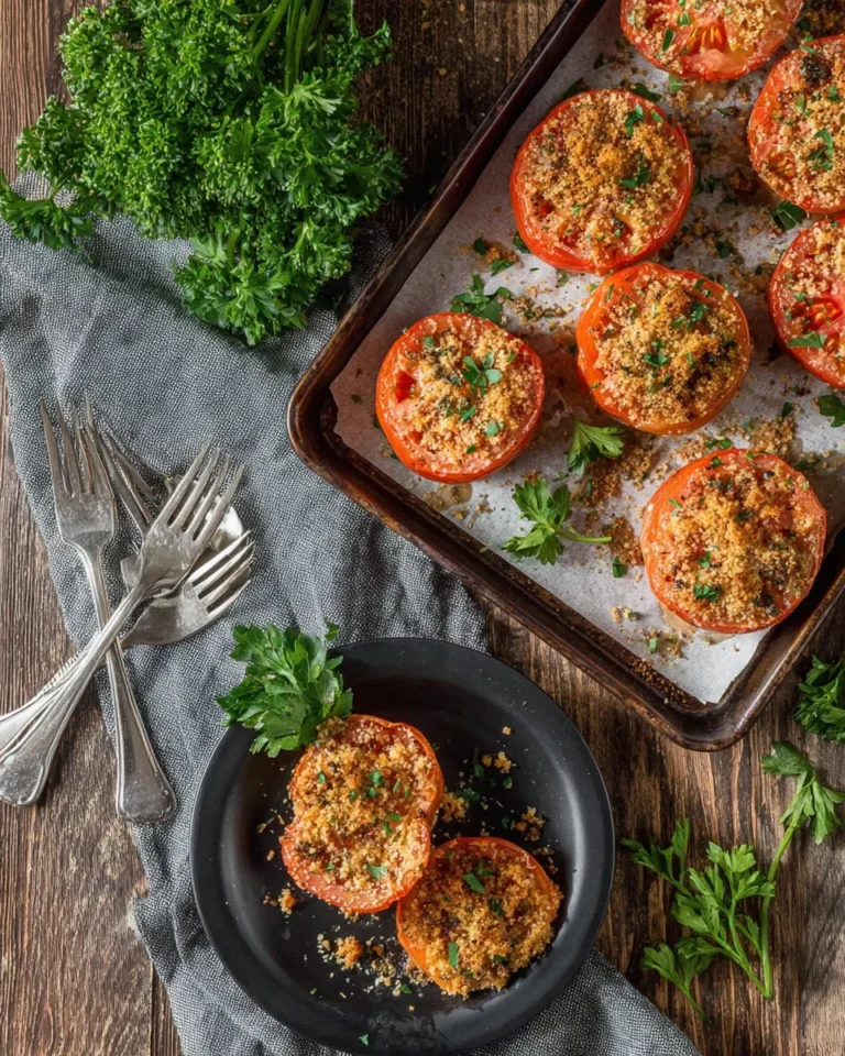 Delicious Potato and Tomato Bake garnished and ready to serve