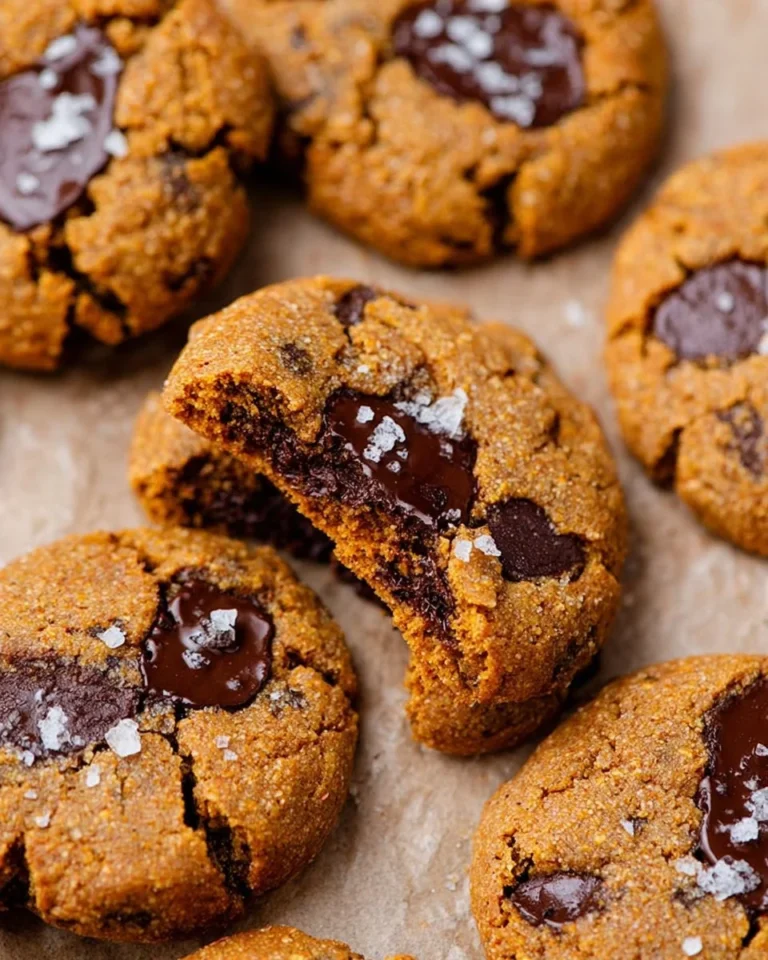 Soft baked pumpkin chocolate chip cookies on a plate