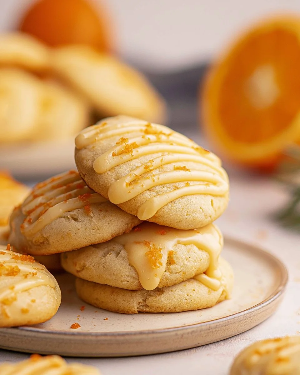 Soft orange cookies with delicious orange icing on top.