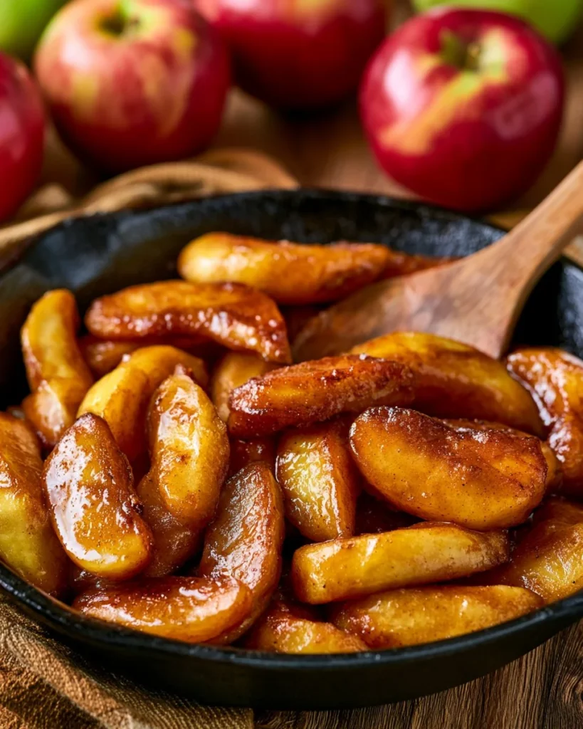Delicious Southern Fried Apples served in a bowl with cinnamon.