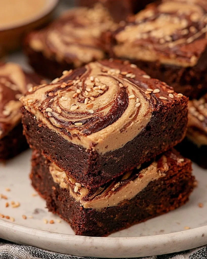 Delicious tahini brownies with a rich, fudgy texture