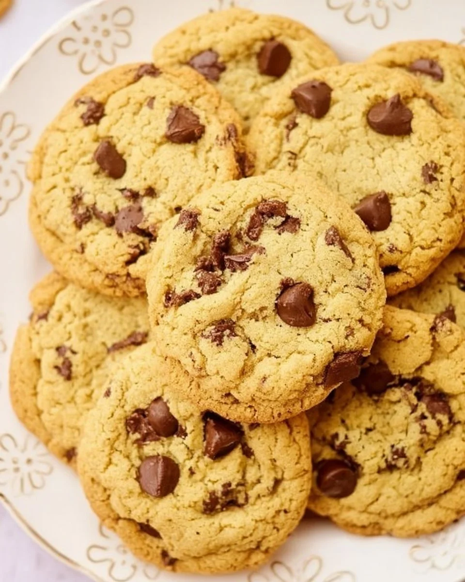 Freshly baked tahini chocolate chip cookies on a cooling rack