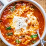 Delicious Vegetarian Lasagna Soup with fresh vegetables and layers of flavor