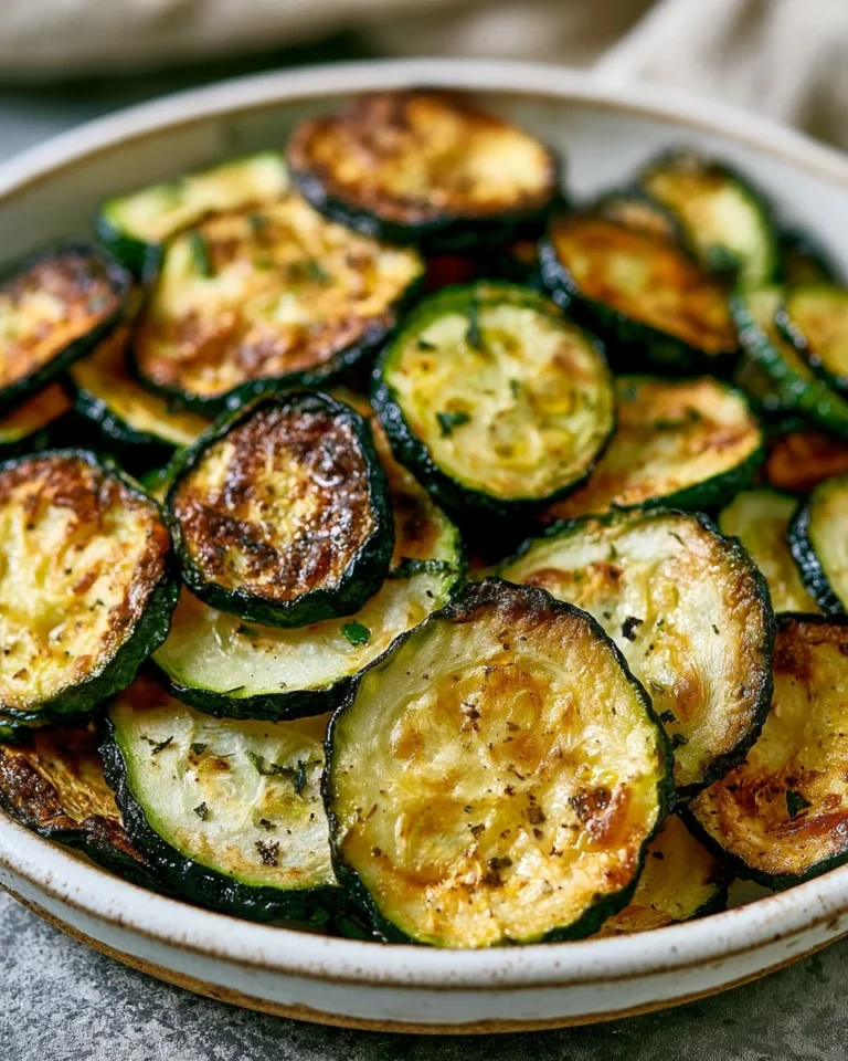 Crispy air fryer zucchini chips on a plate, healthy snack option.