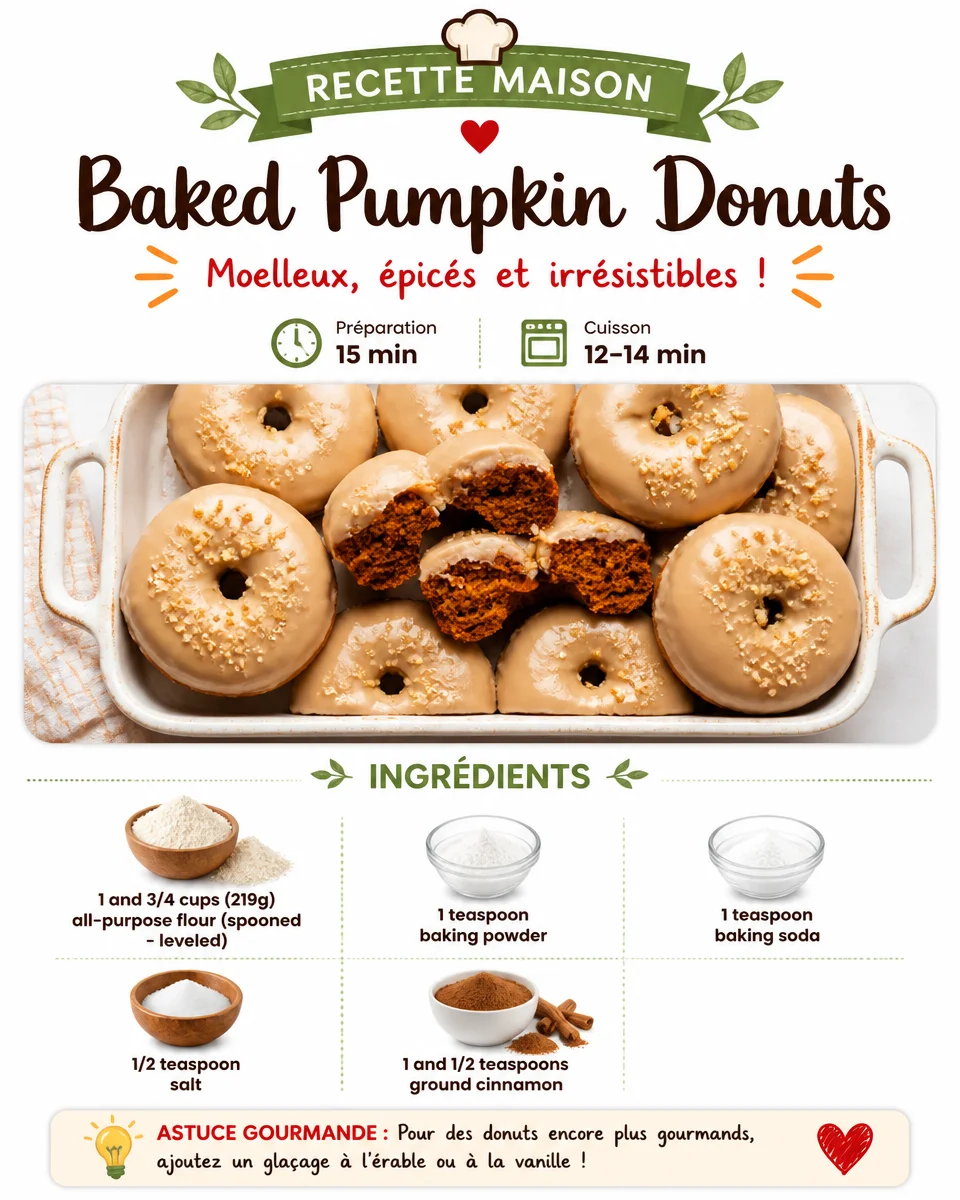 Baked pumpkin donuts topped with cinnamon sugar on a rustic wooden table.