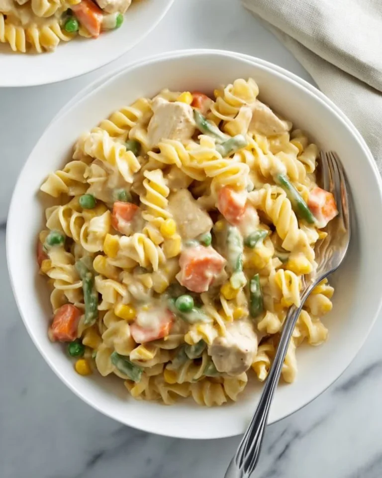 Delicious bowl of chicken and noodles with vegetables and herbs