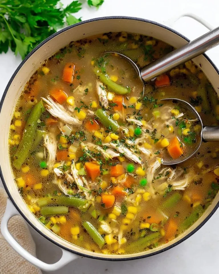 Delicious bowl of Chicken Vegetable Soup with fresh ingredients