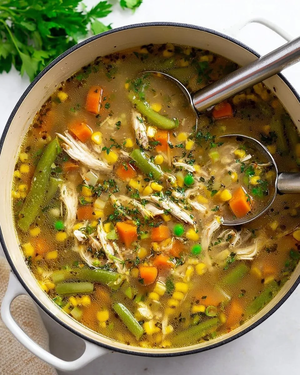 Delicious bowl of Chicken Vegetable Soup with fresh ingredients