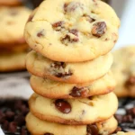 Chocolate chip cookies made without brown sugar on a baking tray.