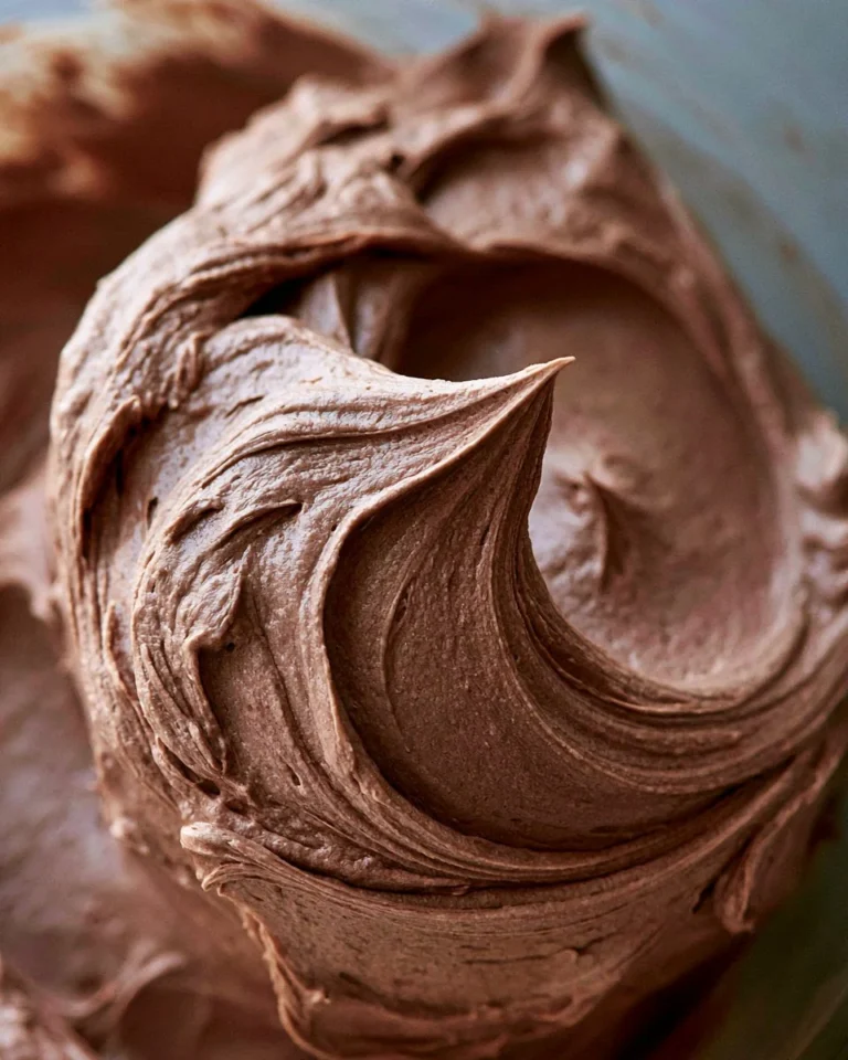 Delicious Chocolate Whipped Cream Cheese Frosting on a chocolate cake