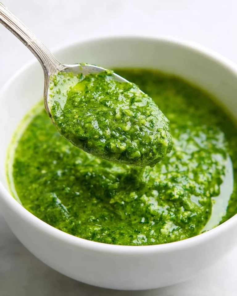 Fresh homemade cilantro sauce in a bowl with herbs and lime
