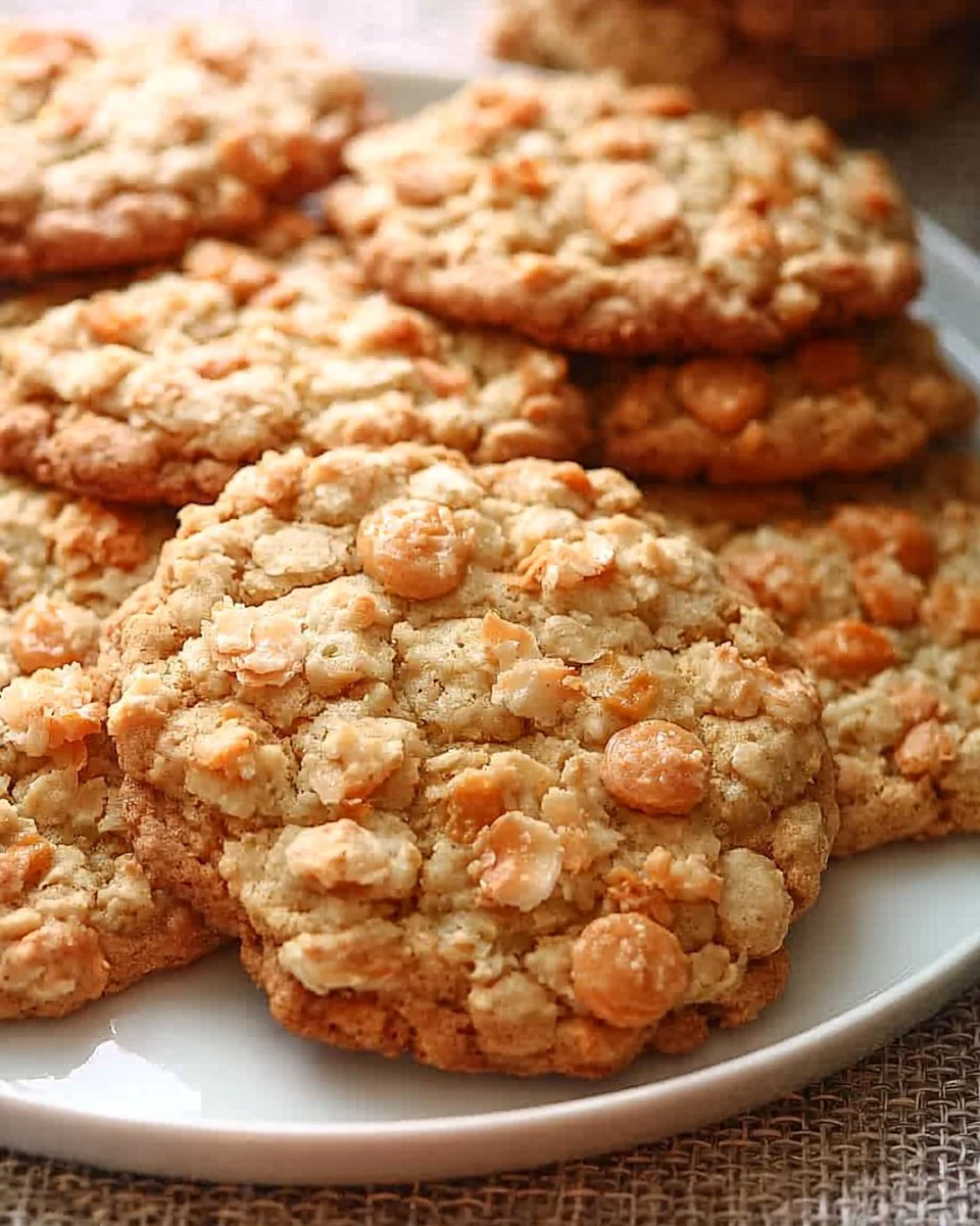 Freshly baked Coconut Butterscotch Cookies on a cooling rack