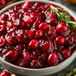 Cranberry Pear Sauce with ginger and rosemary served in a bowl