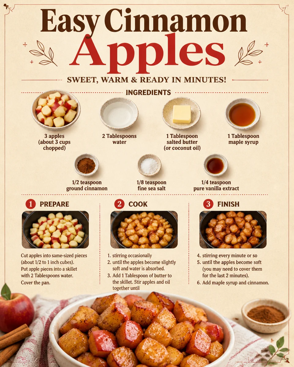 Delicious bowl of easy cinnamon apples, a quick and healthy dessert