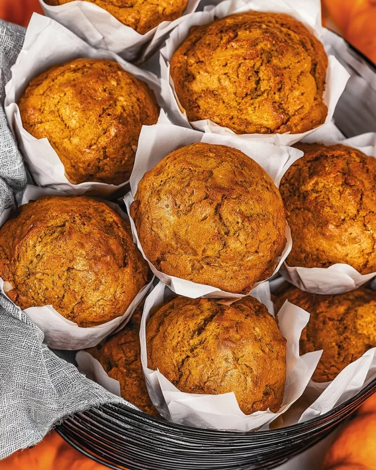 Delicious easy pumpkin muffins baked with warm spices and topped with a little sugar.