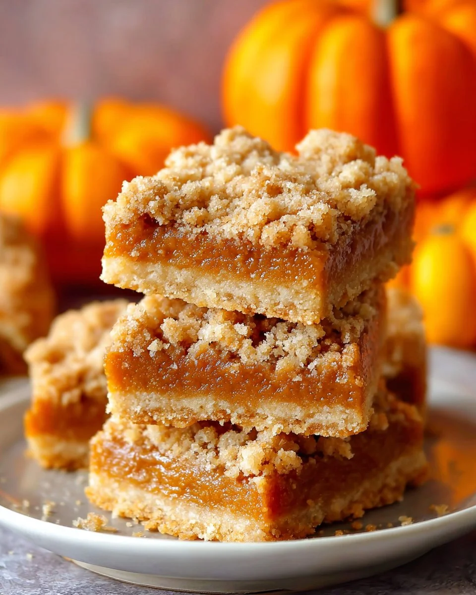 Easy Pumpkin Pie Bars topped with whipped cream and spices