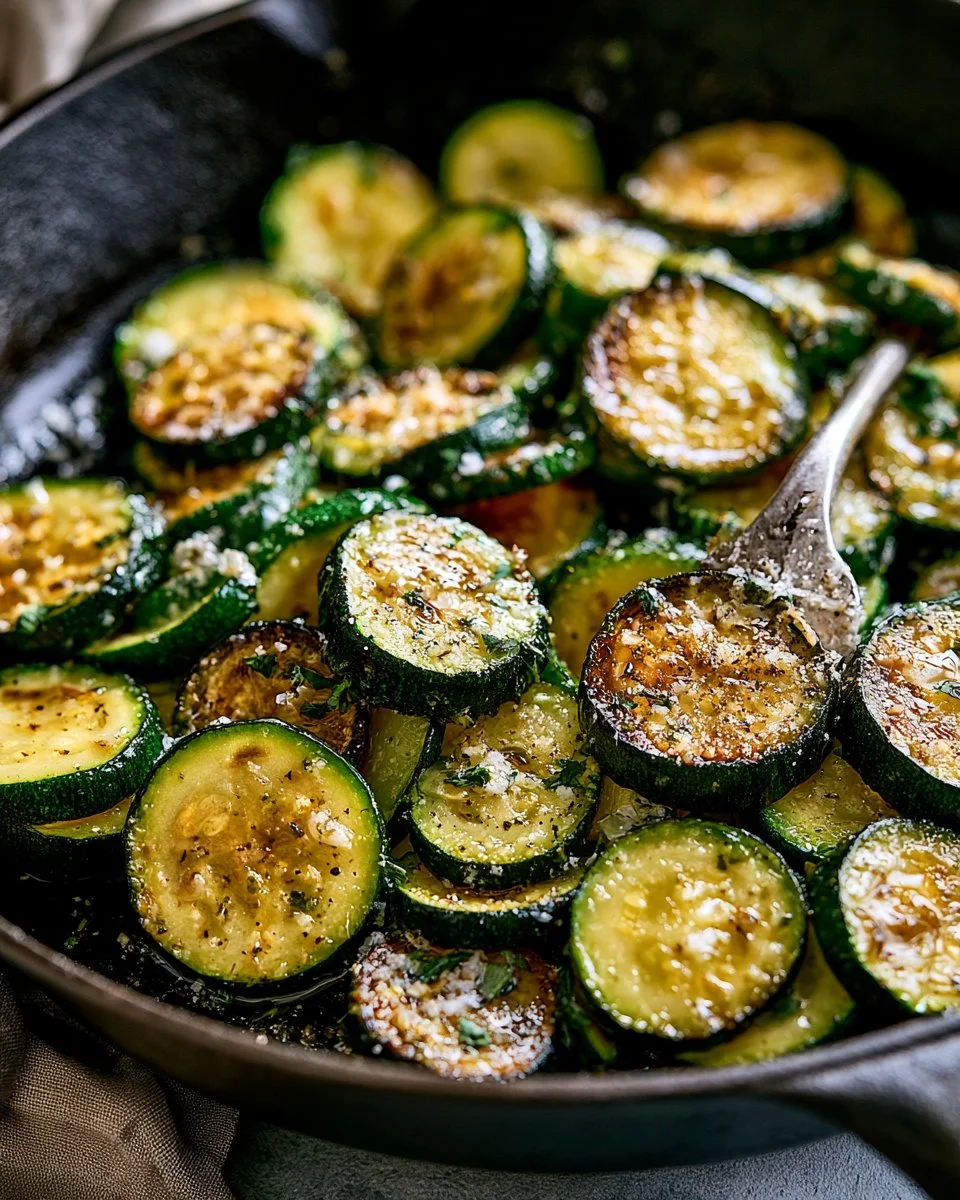 Delicious easy sauteed zucchini dish served on a plate