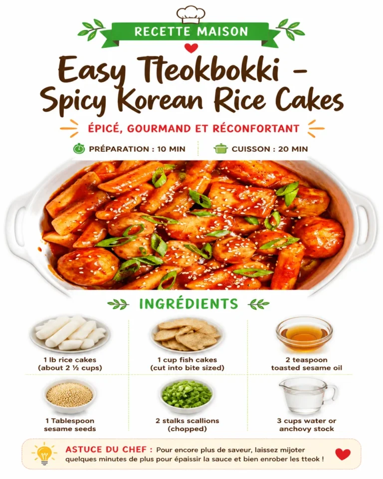 Delicious and spicy tteokbokki, traditional Korean rice cakes in a savory sauce.