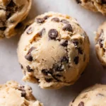 Bowl of delicious edible chocolate chip cookie dough ready to eat