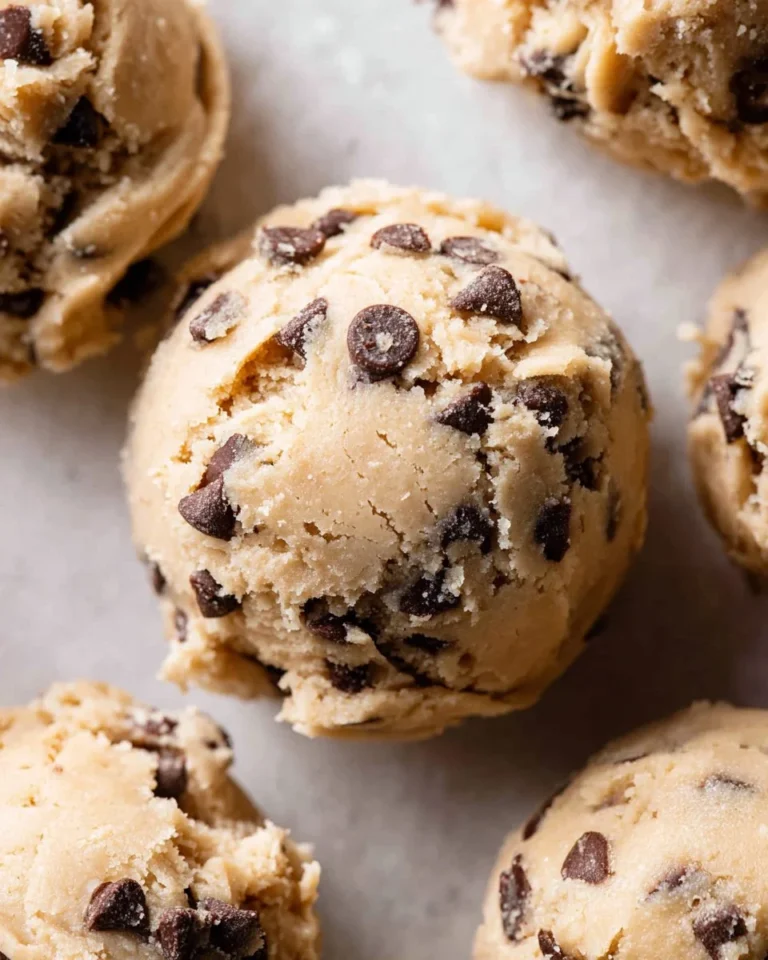Bowl of delicious edible chocolate chip cookie dough ready to eat