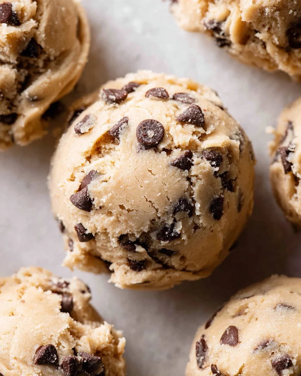 Bowl of delicious edible chocolate chip cookie dough ready to eat