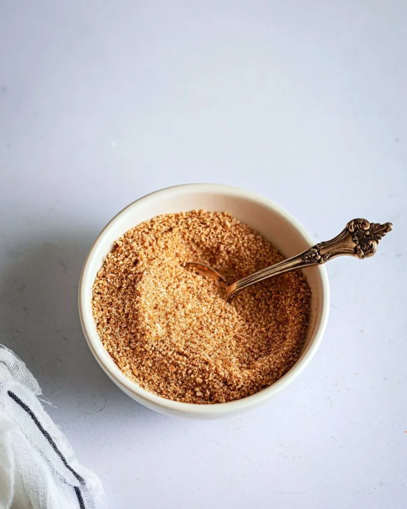 Bowl of gluten free breadcrumbs ready for cooking and baking applications.