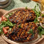 Delicious grilled balsamic chicken served with fresh herbs