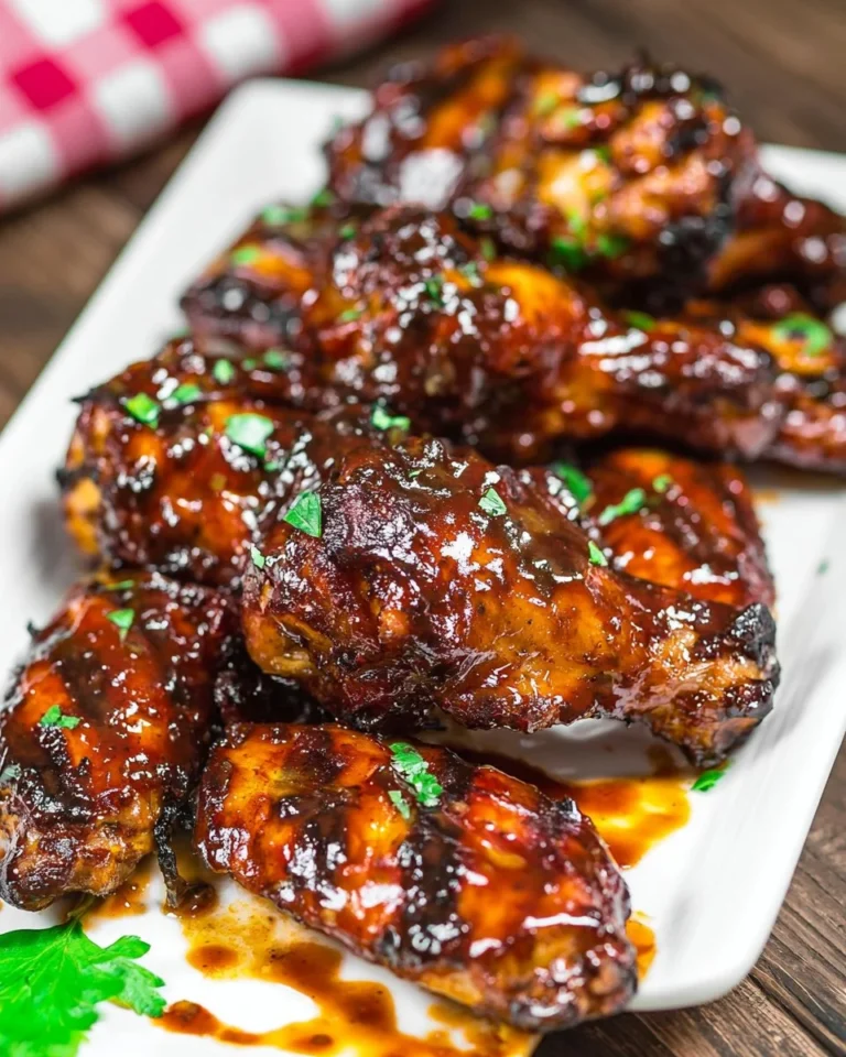 Delicious grilled BBQ wings on a platter ready to be enjoyed