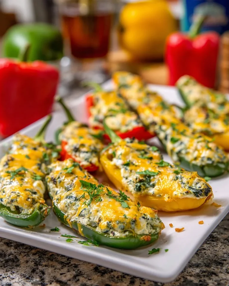 Grilled spinach dip stuffed jalapenos served on a platter