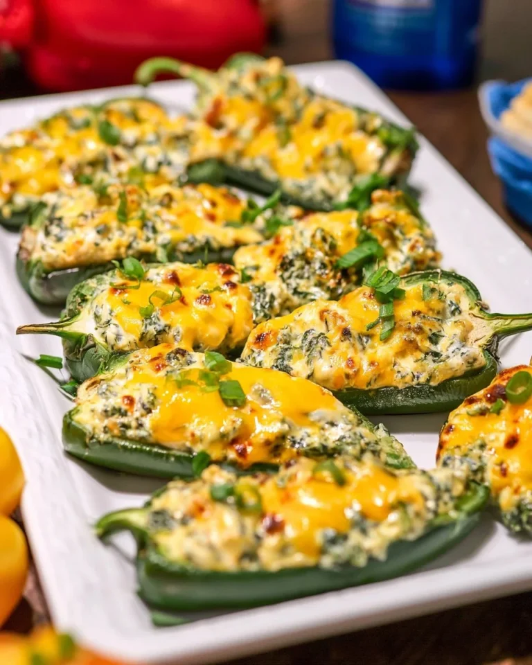 Grilled spinach dip stuffed jalapenos on a serving platter
