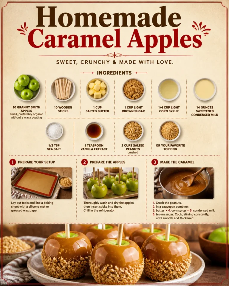 Delicious homemade caramel apples on a rustic wooden table