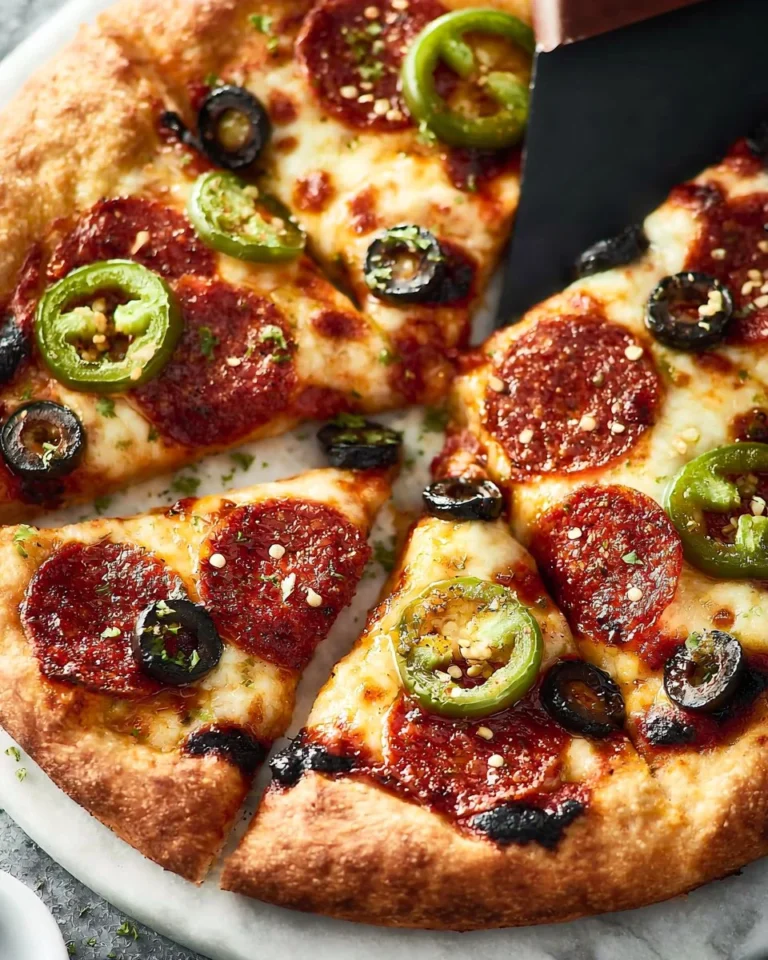 Delicious homemade pizza topped with fresh ingredients and herbs.