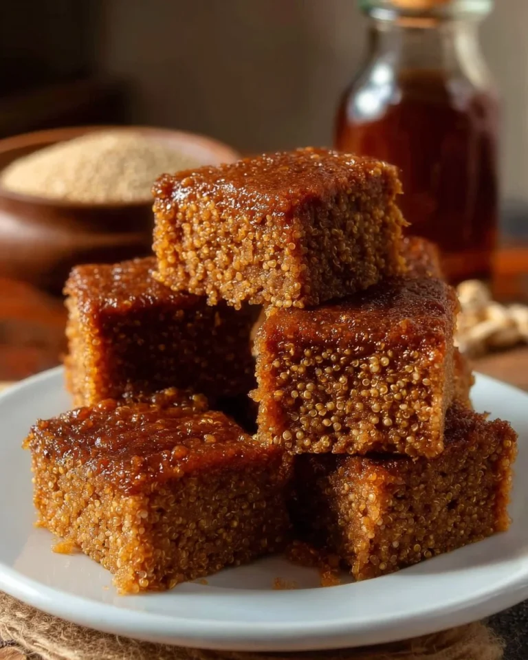 Delicious Honey Olive Quinoa Cake served on a plate with a drizzle of honey