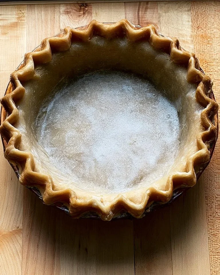 A flaky pie crust ready for parbaking or blind baking techniques.