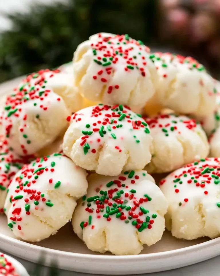 Delicious homemade Italian Ricotta Christmas Cookies on a festive plate