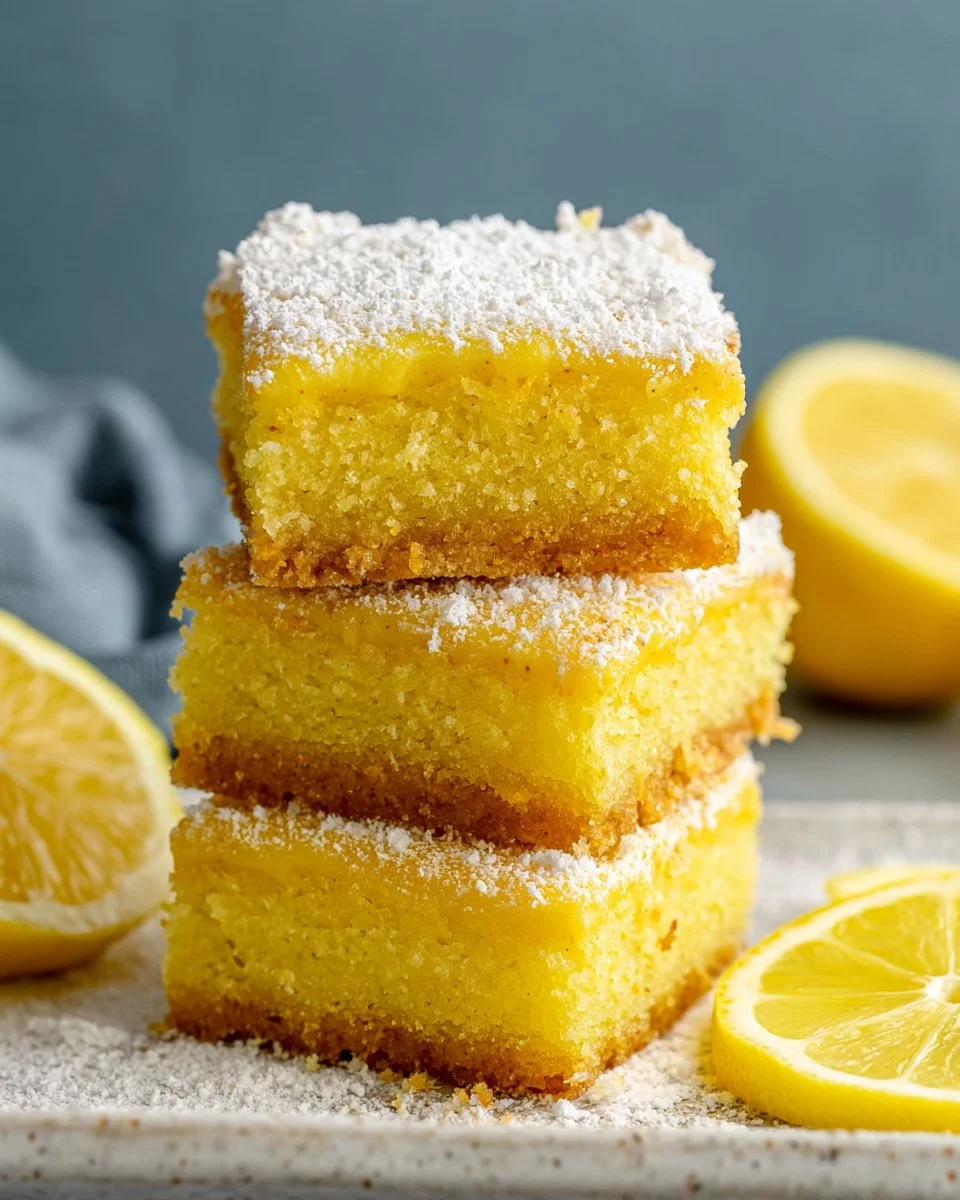Delicious Keto Lemon Bars topped with lemon zest and powdered sweetener