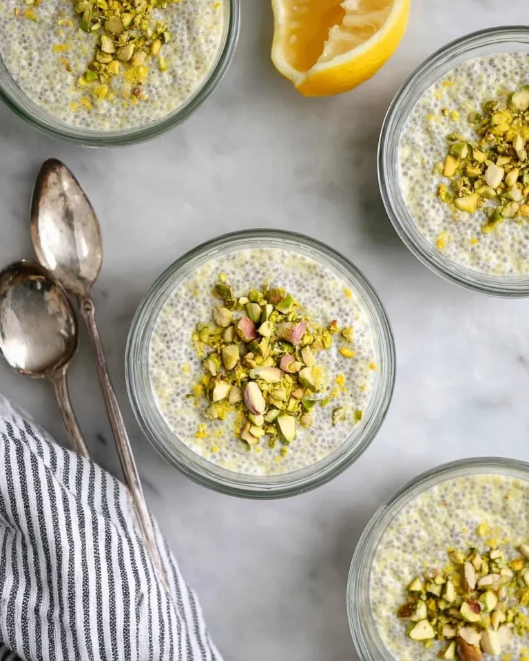 Delicious Lemon Chia Pudding topped with fresh lemon zest