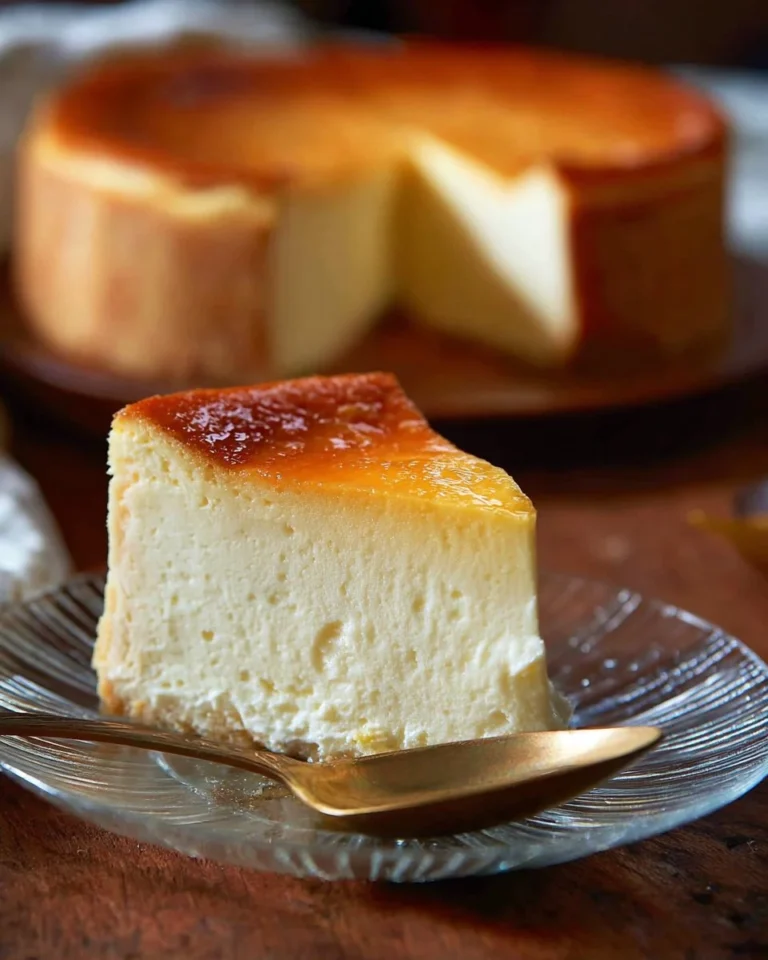 Slice of Lemon-Ricotta Cheesecake garnished with lemon zest on a white plate.