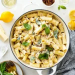 Delicious Lemon Ricotta Pasta topped with fresh herbs and lemon zest