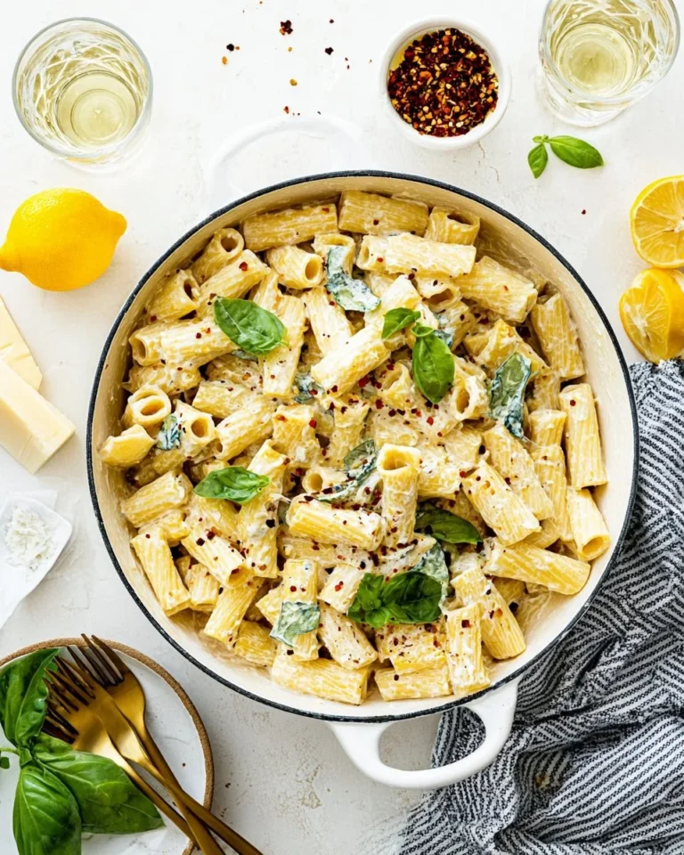 Delicious Lemon Ricotta Pasta topped with fresh herbs and lemon zest