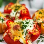 Delicious Mexican stuffed peppers filled with spiced meat and topped with cheese