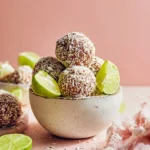 No-bake coconut lime energy bites made with coconut and lime zest.