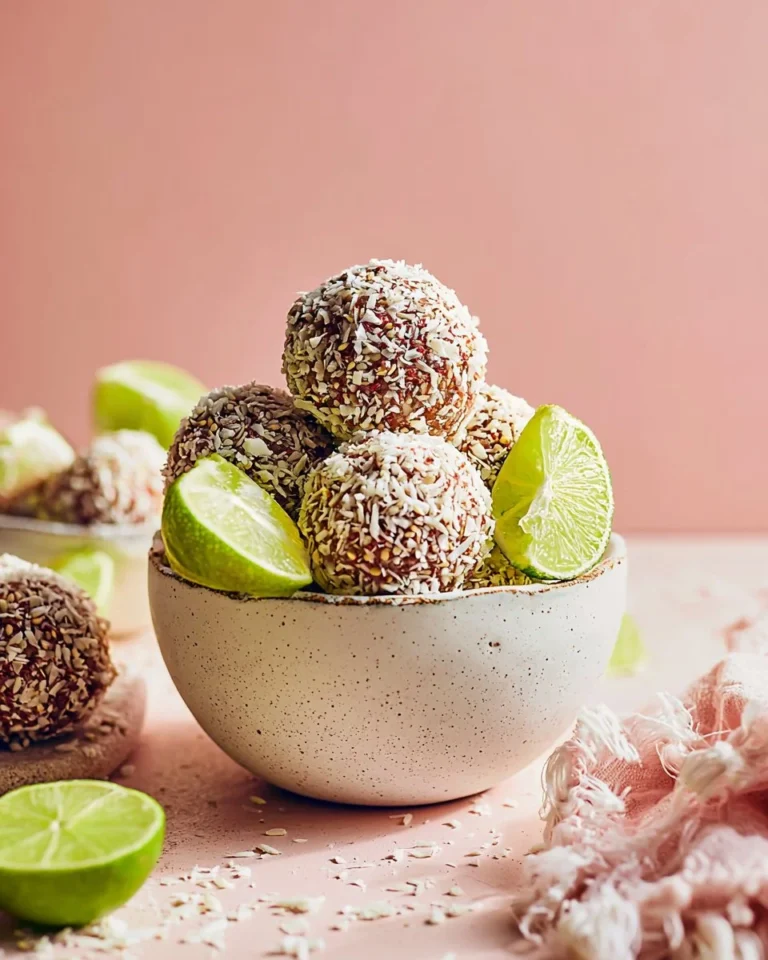 No-bake coconut lime energy bites made with coconut and lime zest.