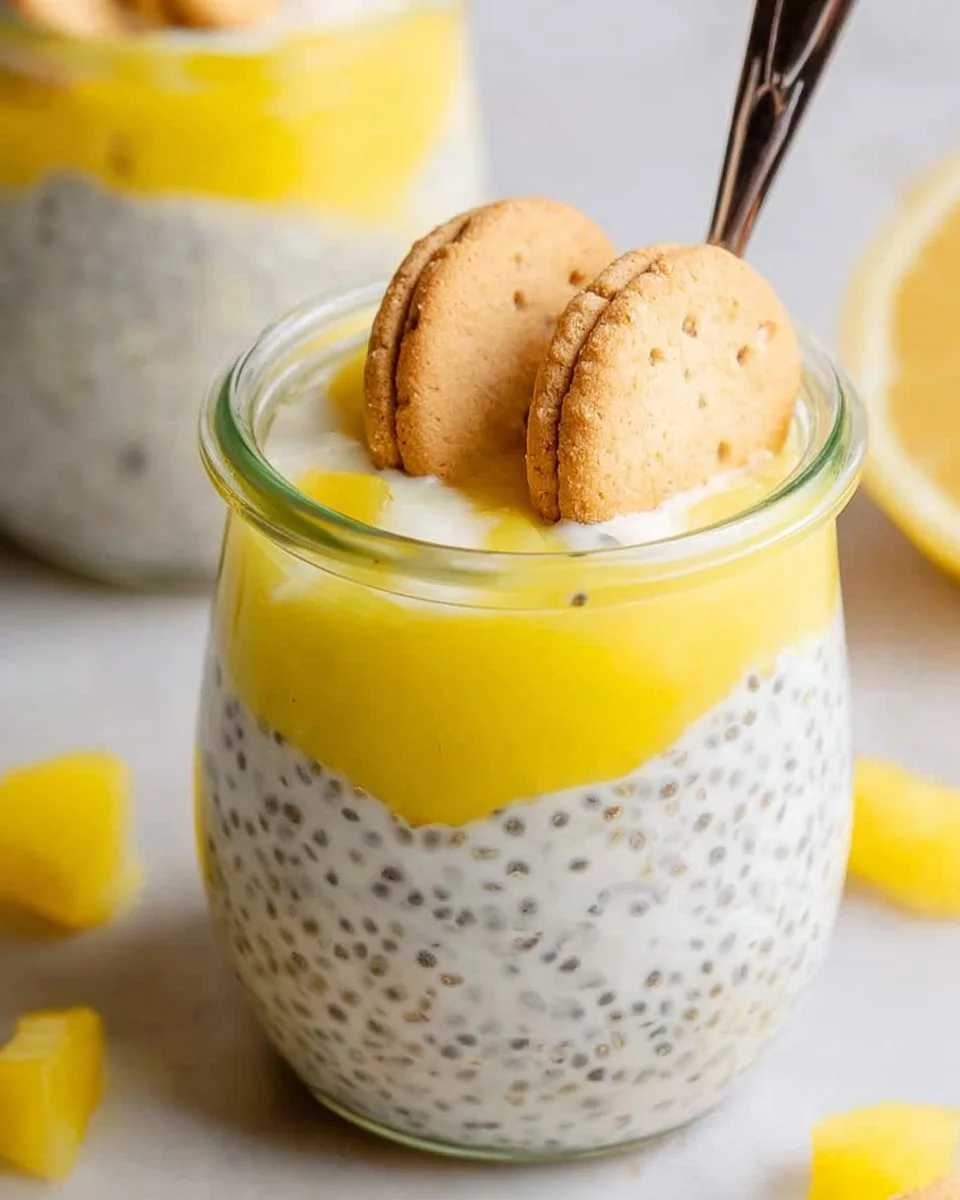 Protein Lemon Cream Pie Chia Seed Pudding topped with lemon zest
